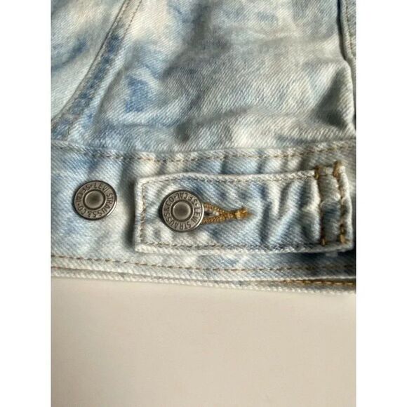 Levi's Ex-Boyfriend Denim Trucker Jacket Blue Tie Dye Light Wash Women’s Size S - Picture 10 of 14